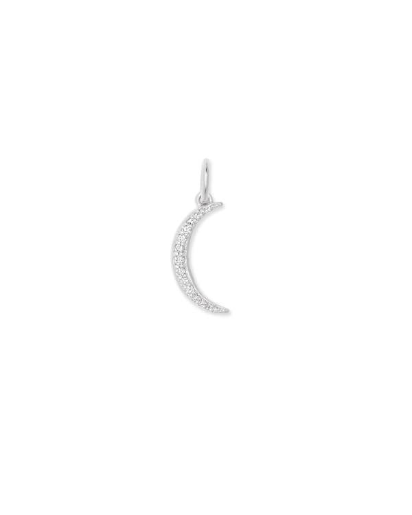 Crescent Moon Sterling Silver Charm in White Diamond